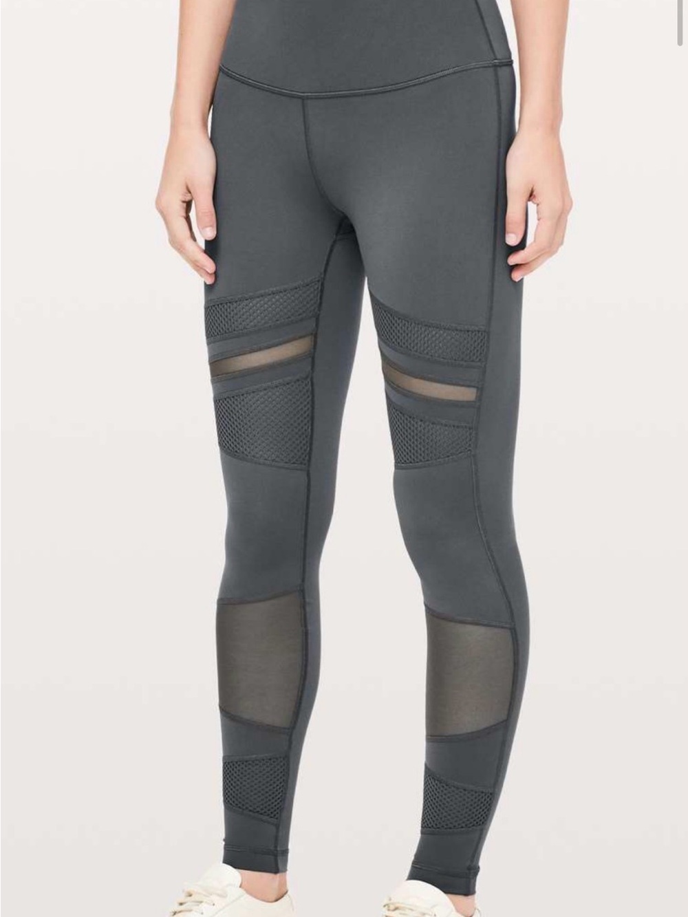 Lululemon High-Waist Wunder Under Gray Mix and Mesh Leggings 28”